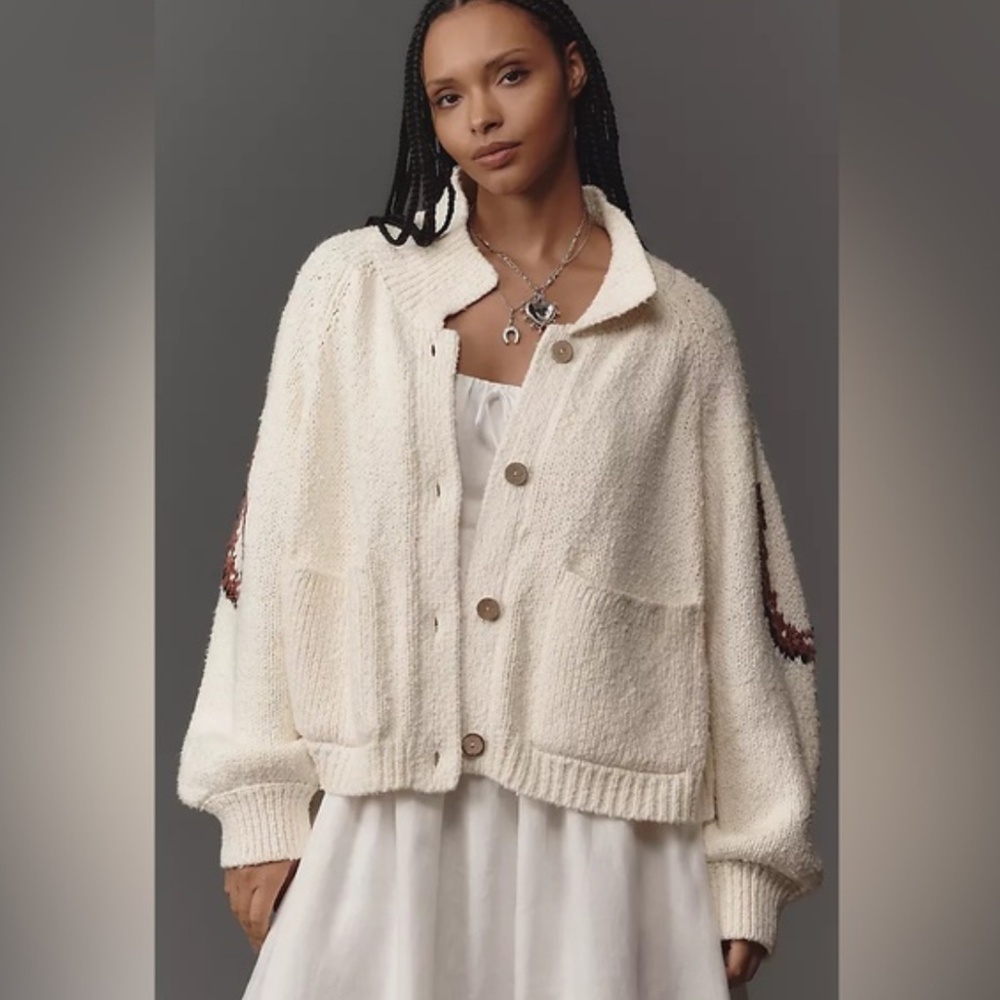 RARE Anthropologie Pilcro Western Horse Graphic Cardigan Sweater size S EUC